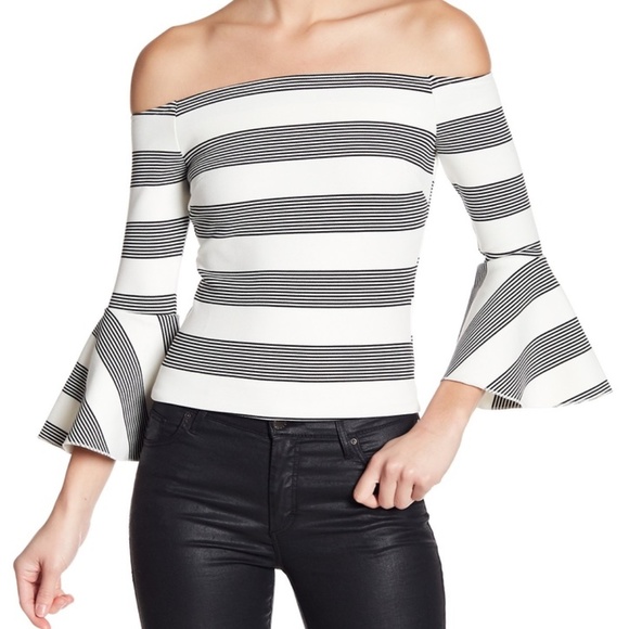 Line & Dot Tops - LINE & DOT Ella Off Shoulder Striped Blouse Top